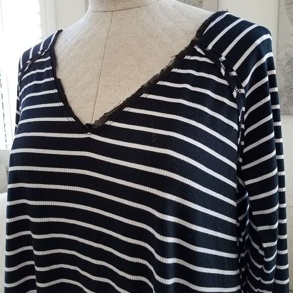 Free People StripedTangerine Tee sz large - Picture 4 of 8